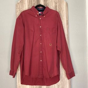 Tommy Hilfiger Vintage Men's Red Long Sleeve Button-Up - Size XL